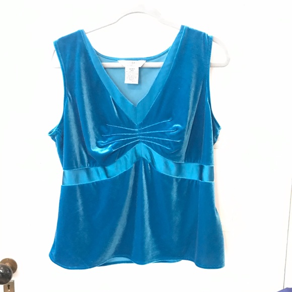 George Turquoise Blue Stretch Velvet Cami Top - Picture 5 of 11